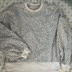Calia White Crewneck Sweatshirt with Black Speckle Print